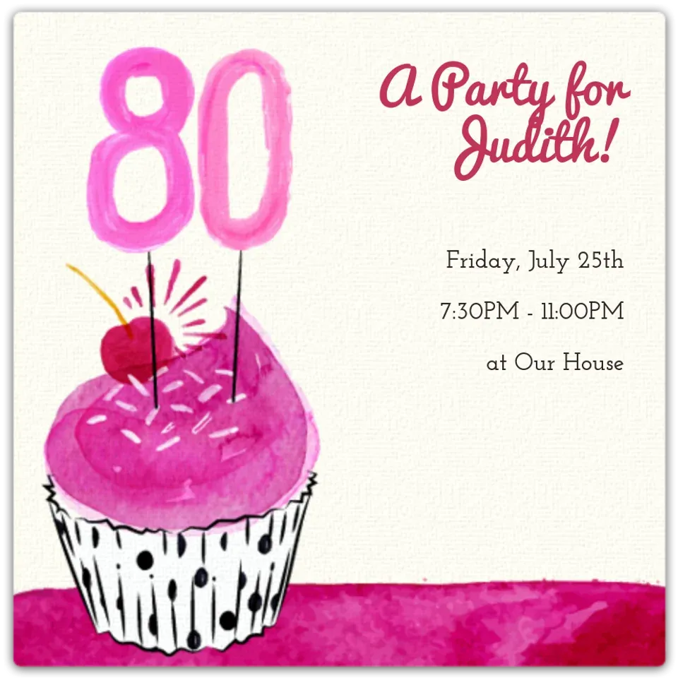 80th Cupcake card