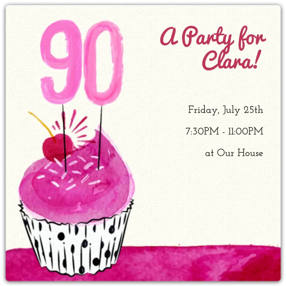 90th Cupcake card