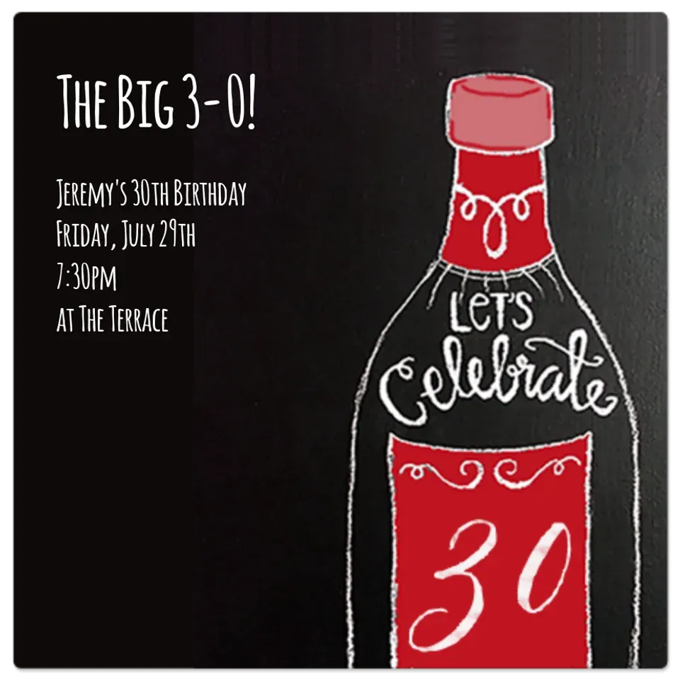 30th Champagne Chalkboard card