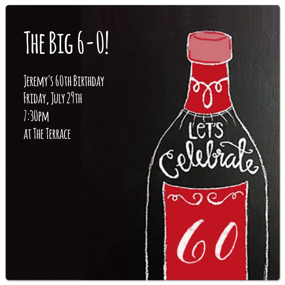 60th Champagne Chalkboard card