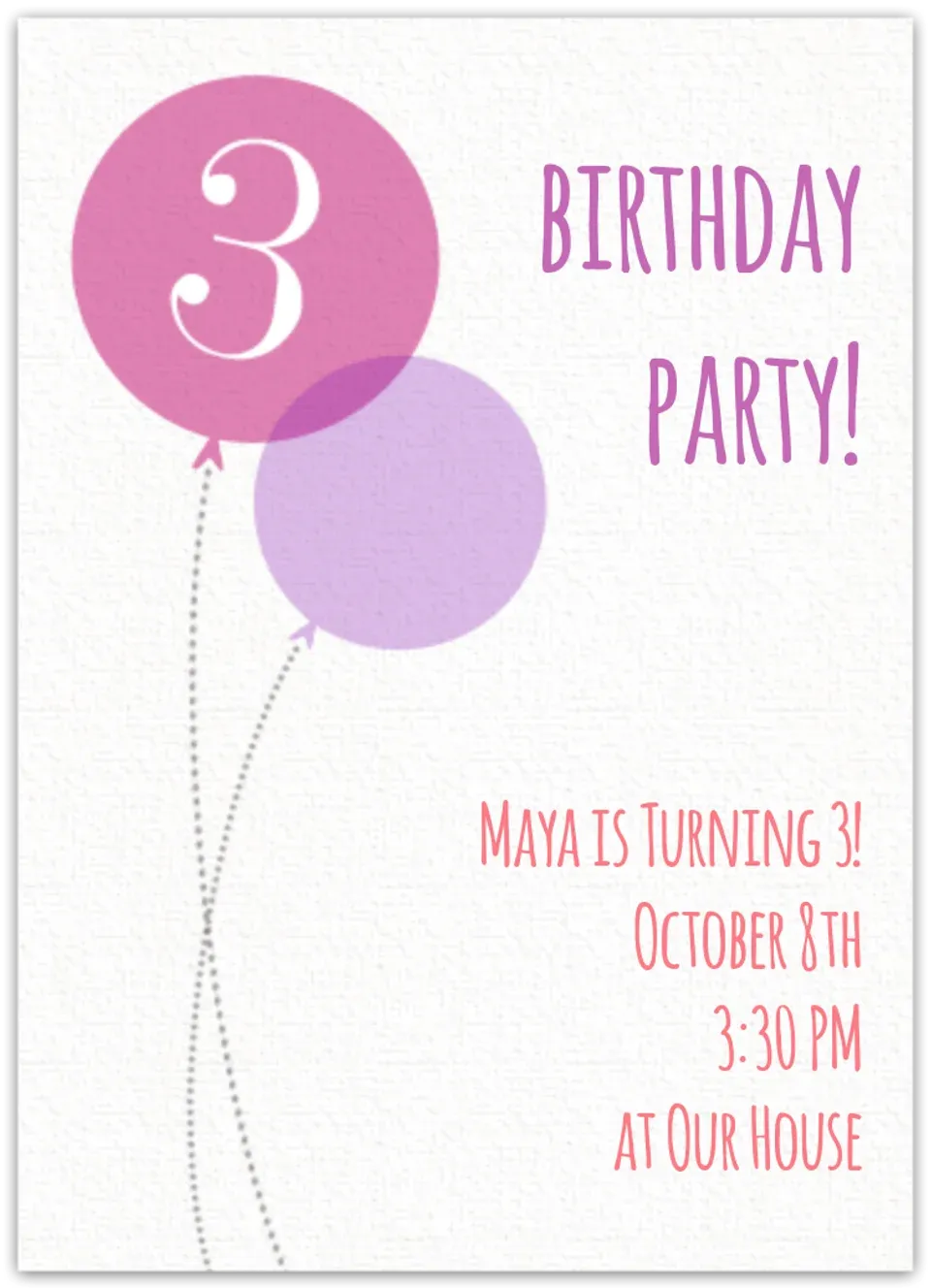 Pink Milestone Third Birthday card