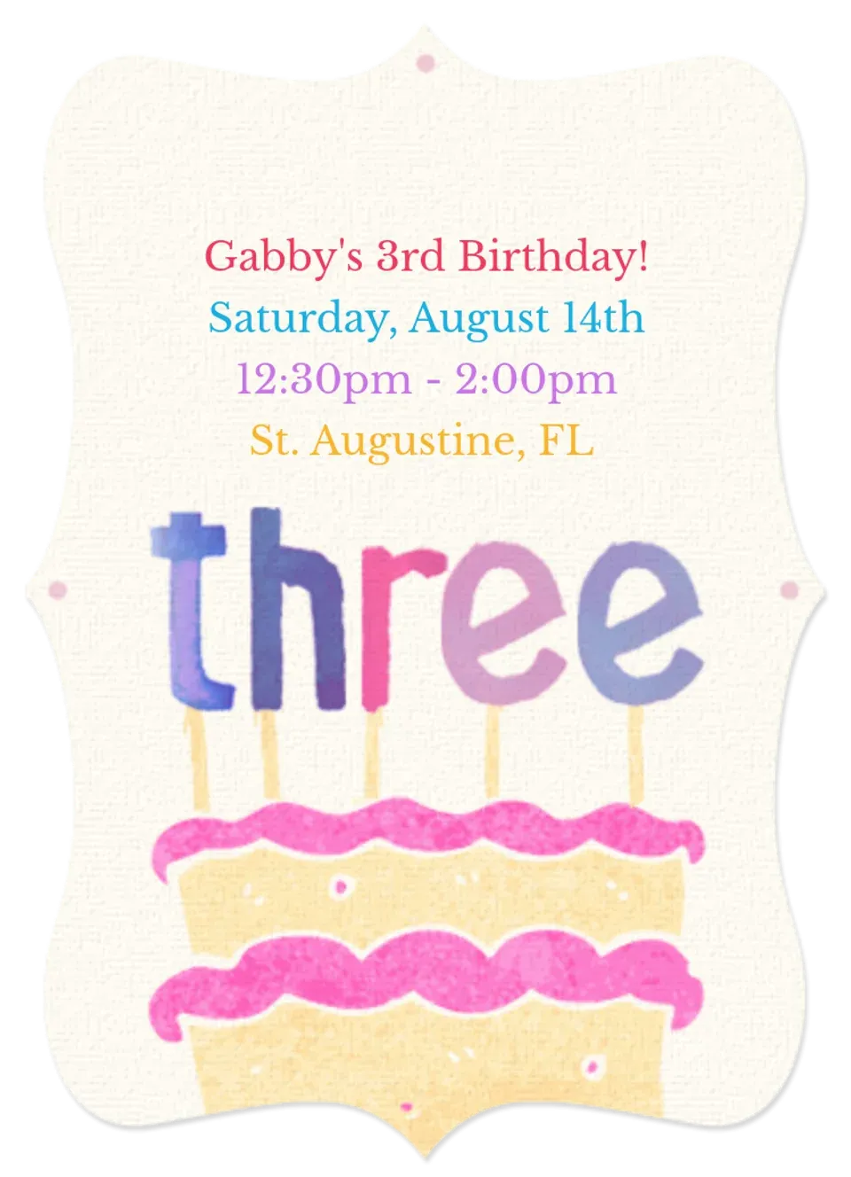 Third Birthday Cake card