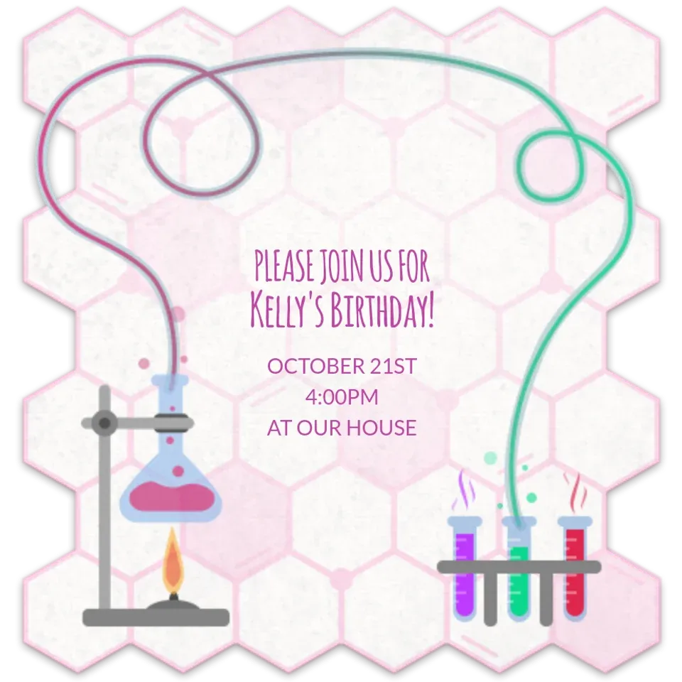 Science Birthday Pink card