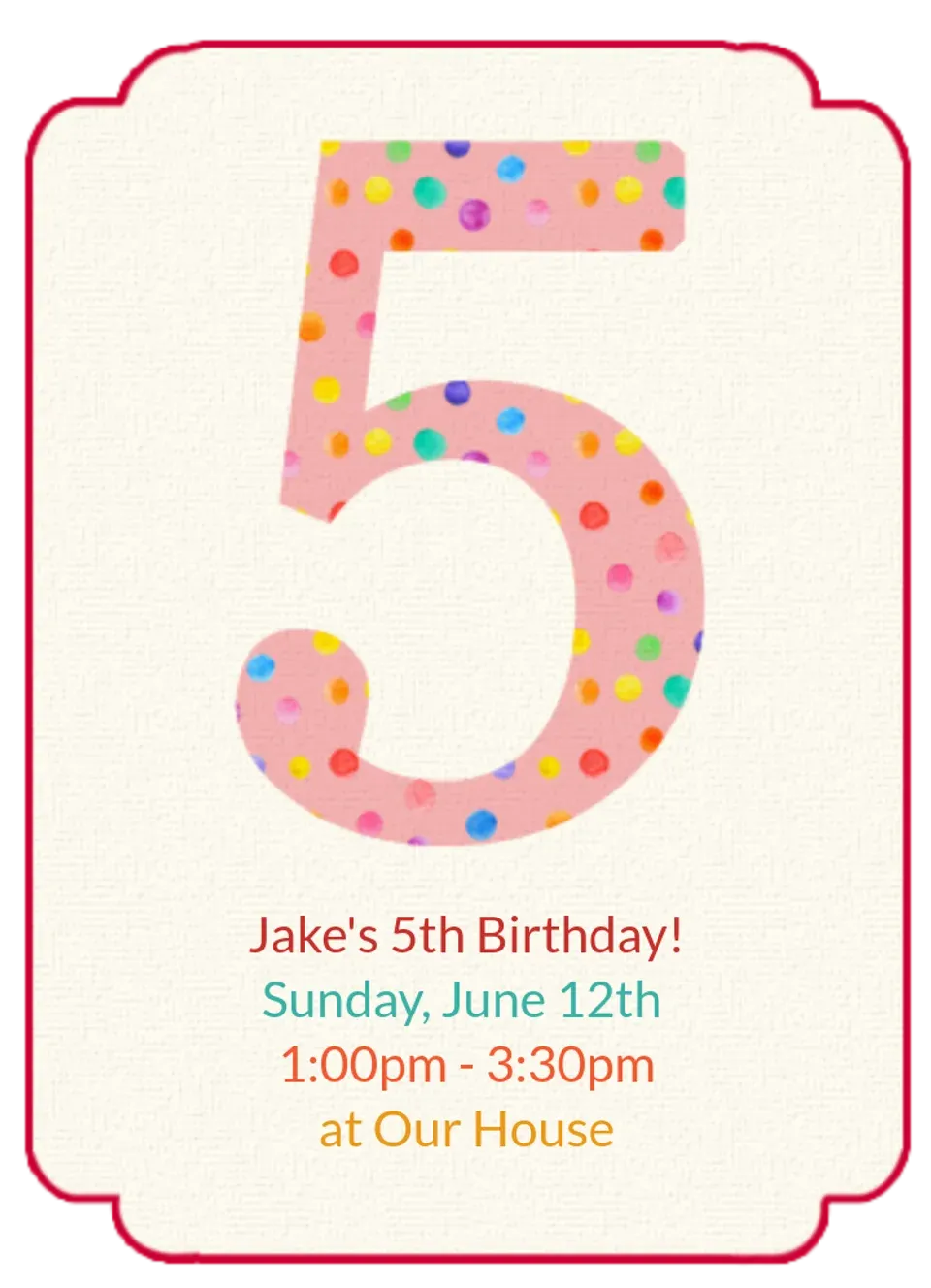 5th Birthday Dots Boy card