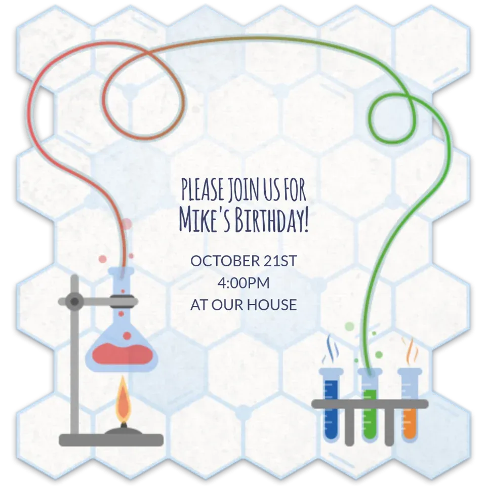 Science Birthday Blue card