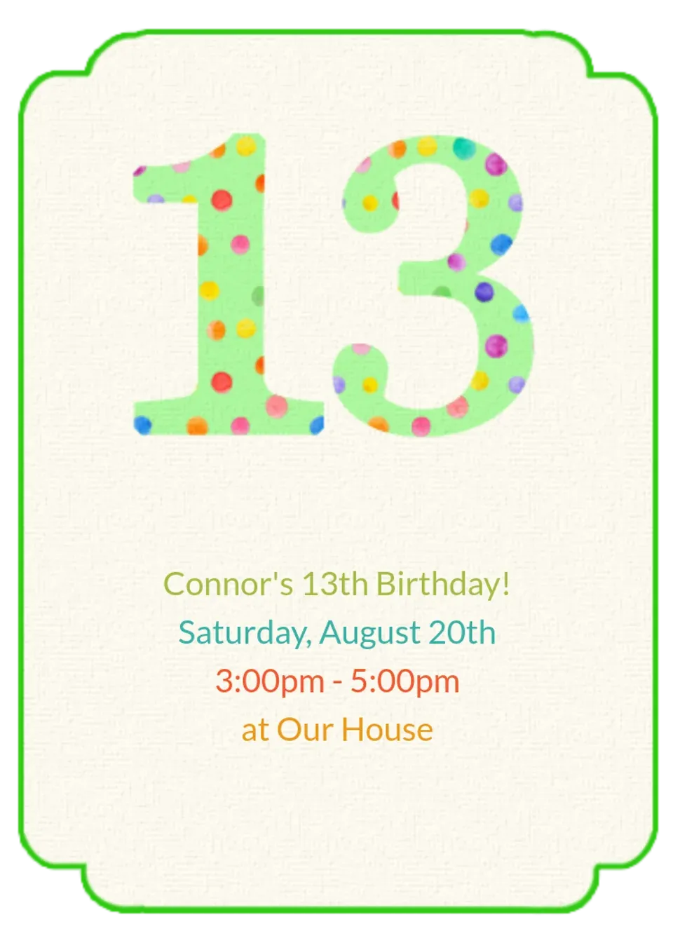 13th Birthday Dots card