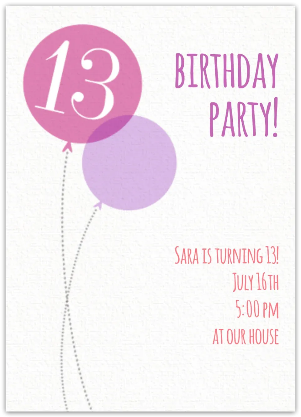 Pink Milestone Thirteenth Birthday card