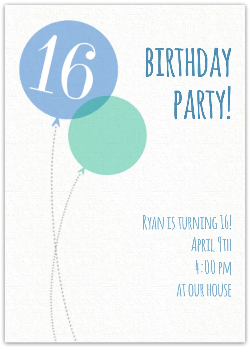 Blue Milestone Sixteenth Birthday card