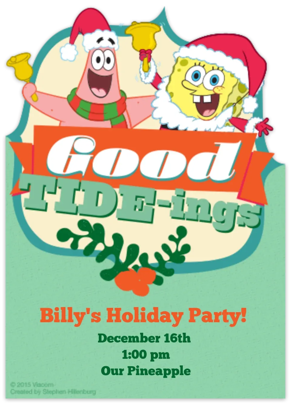 SpongeBob Good Tide-ings card