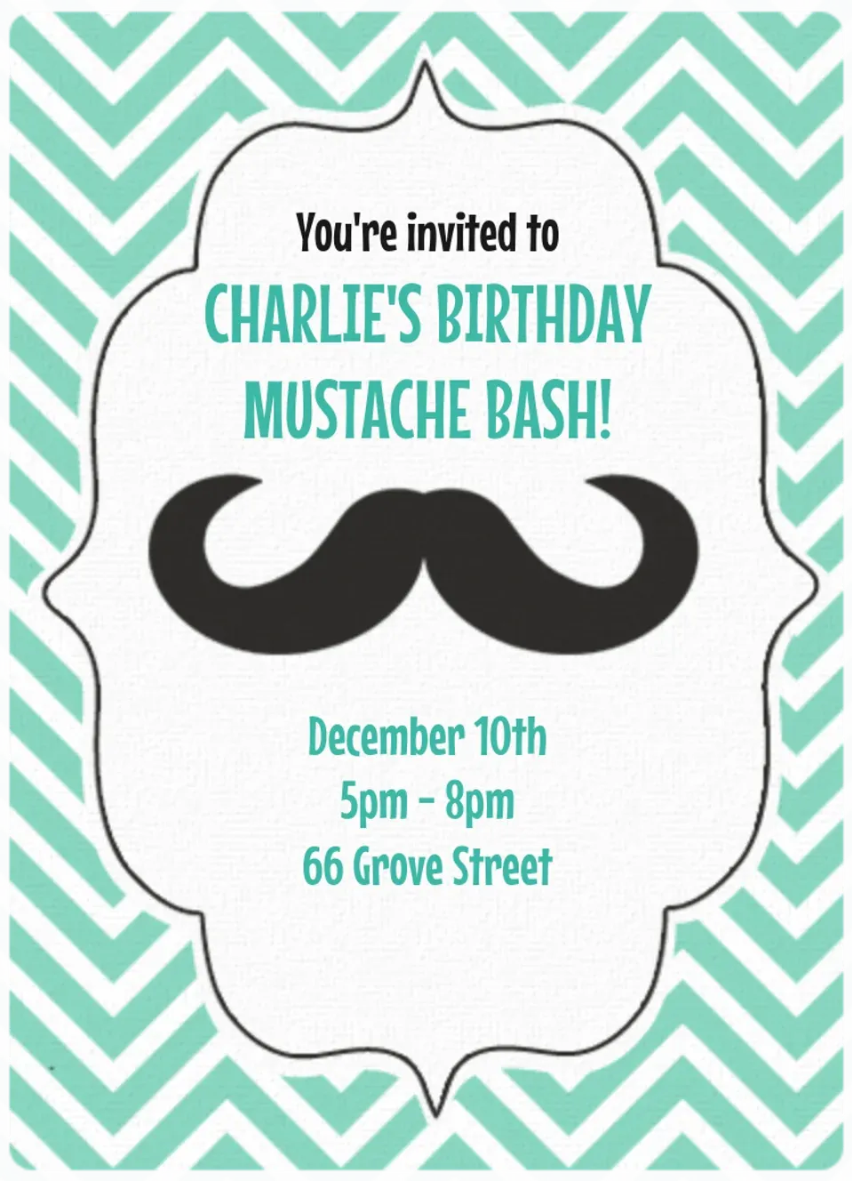 Mustache Bash card