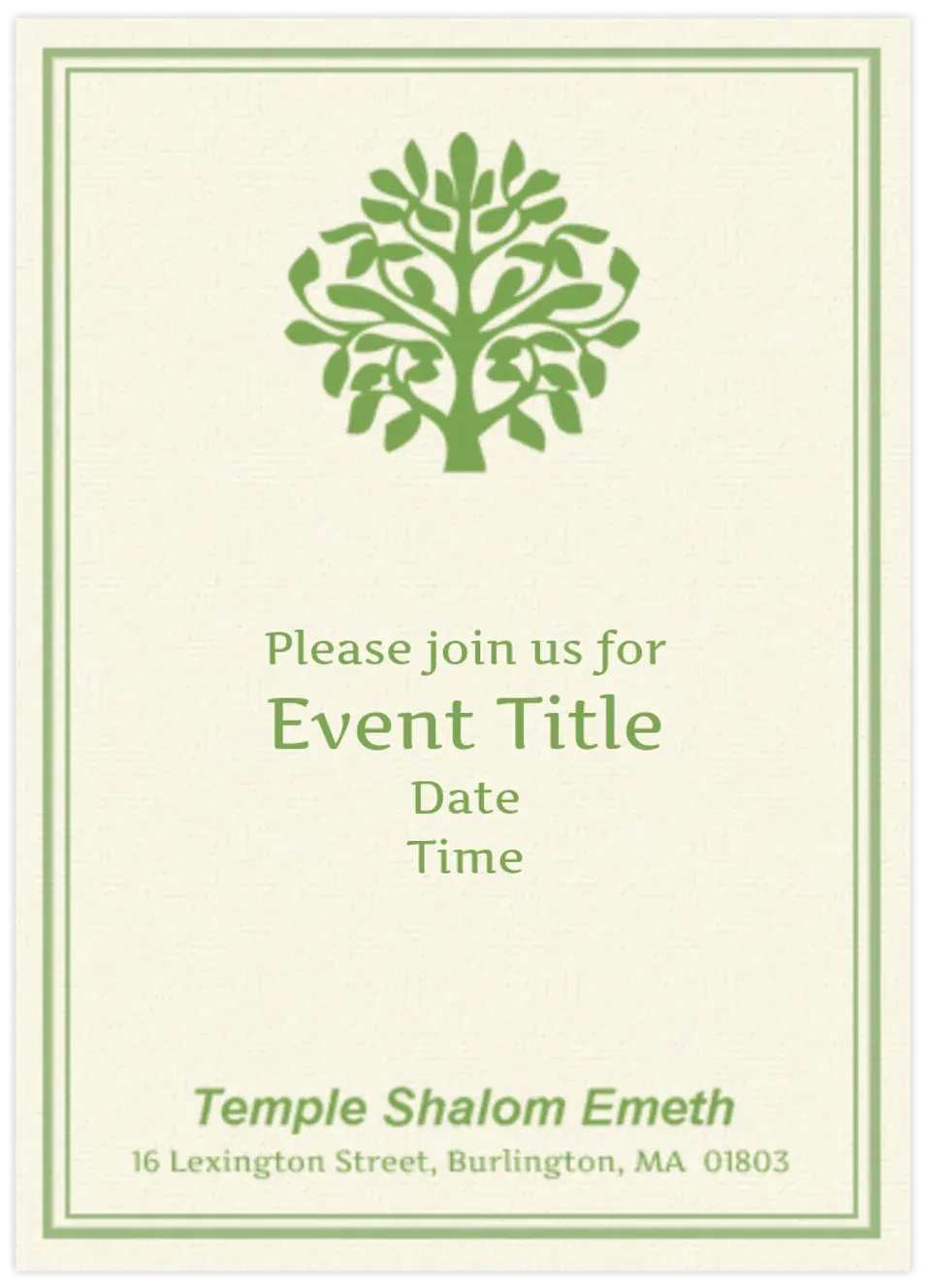 Shalom Emeth Tree card