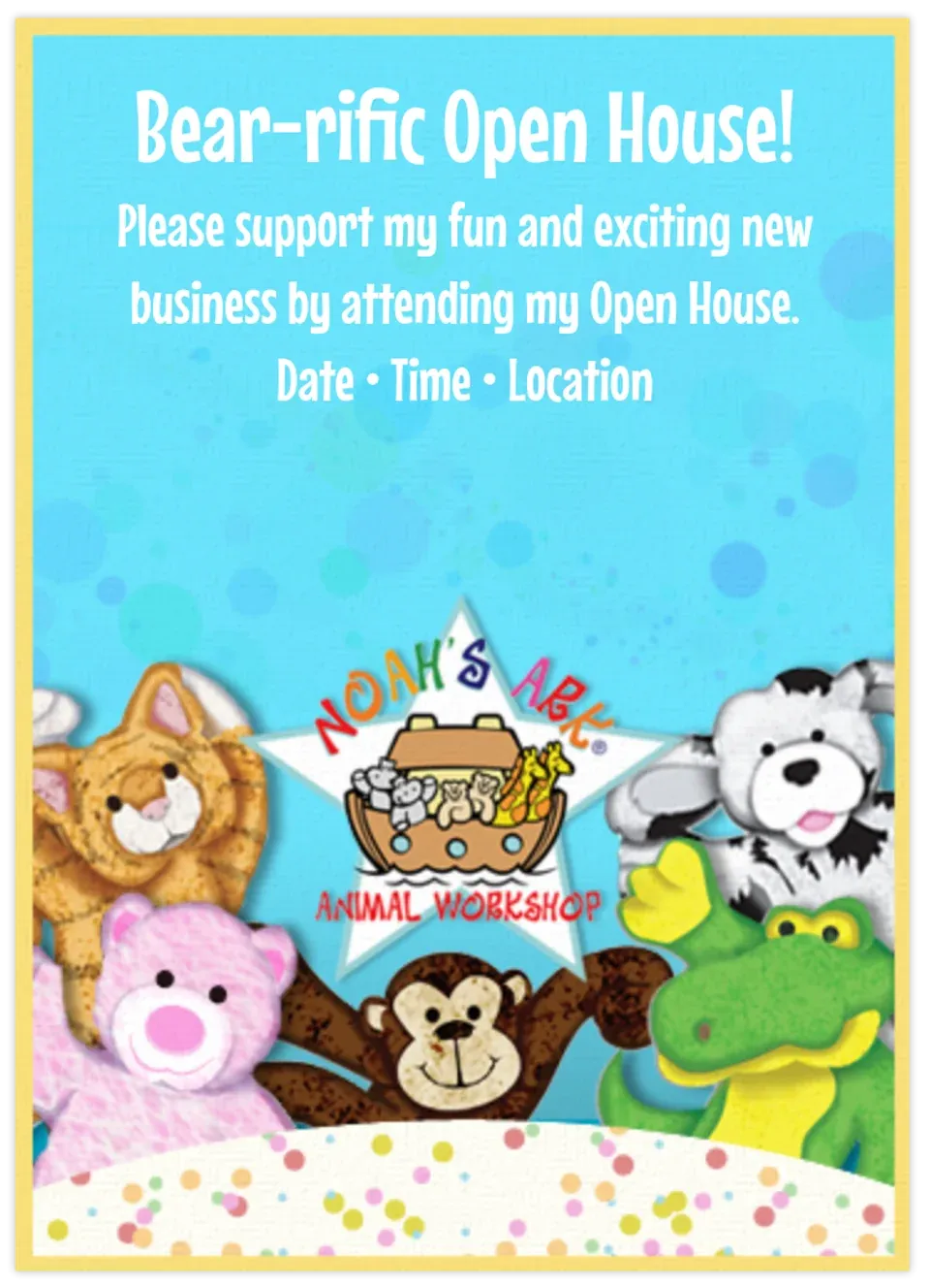 Noah's Ark Open House card