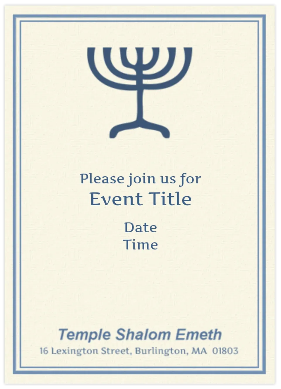 Temple Shalom Emeth card