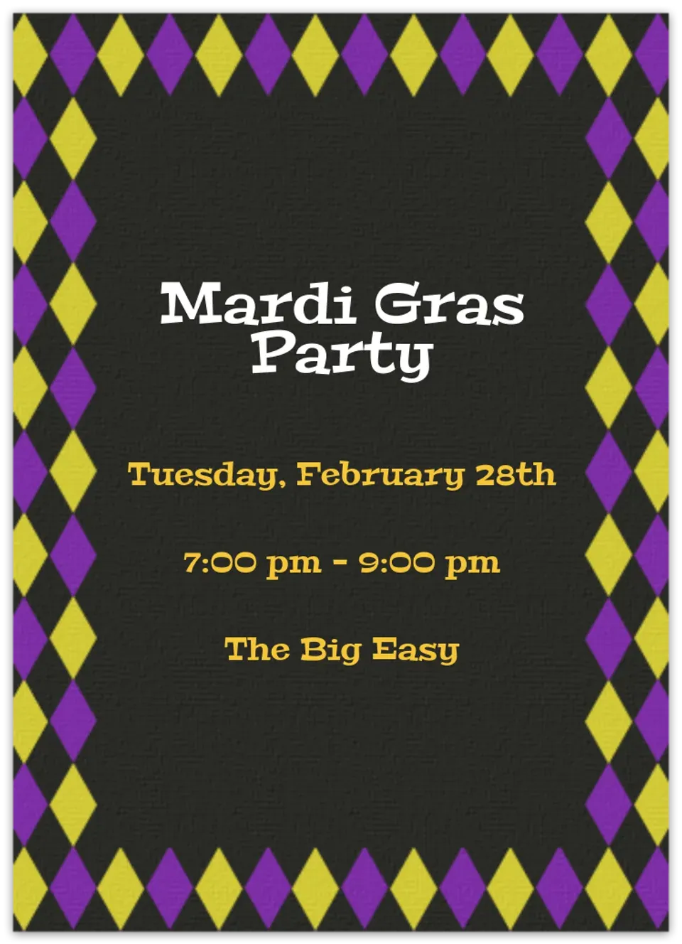 Mardi Gras Harlequin card