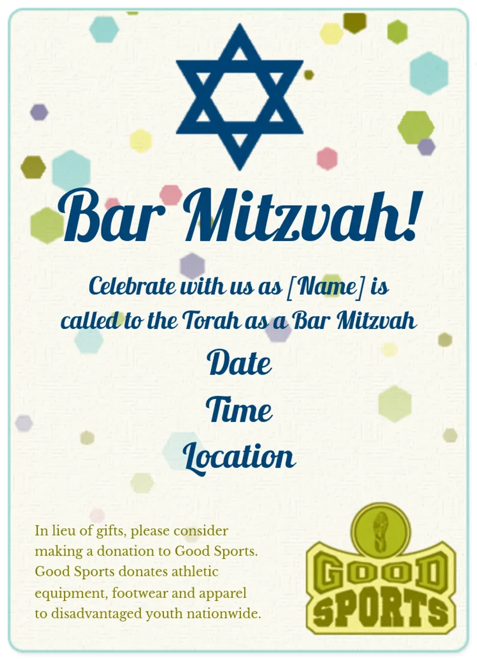 Good Sports | Bar Mitzvah card