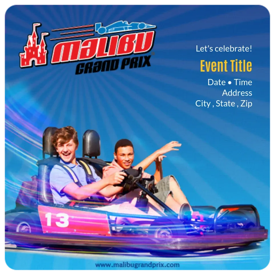 Malibu Grand Prix | Boy Birthday card