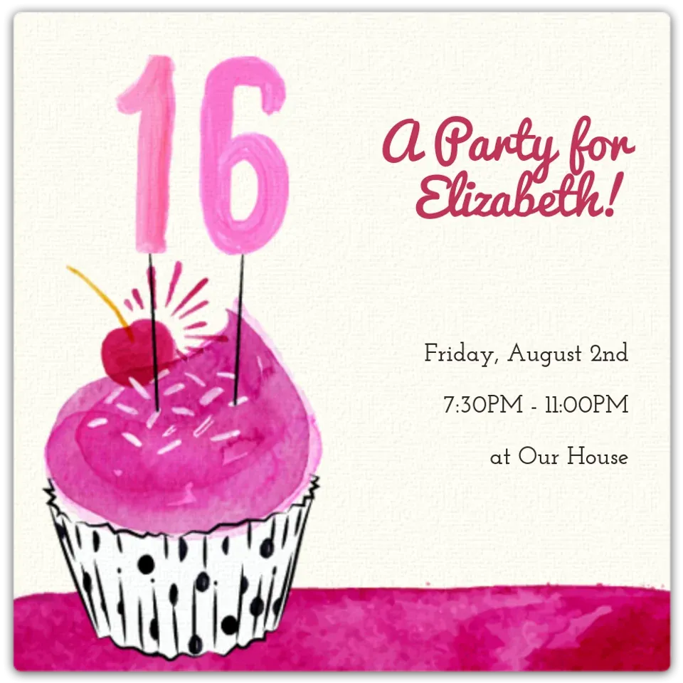 16th Cupcake card