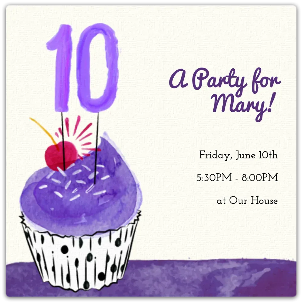 10th Cupcake card