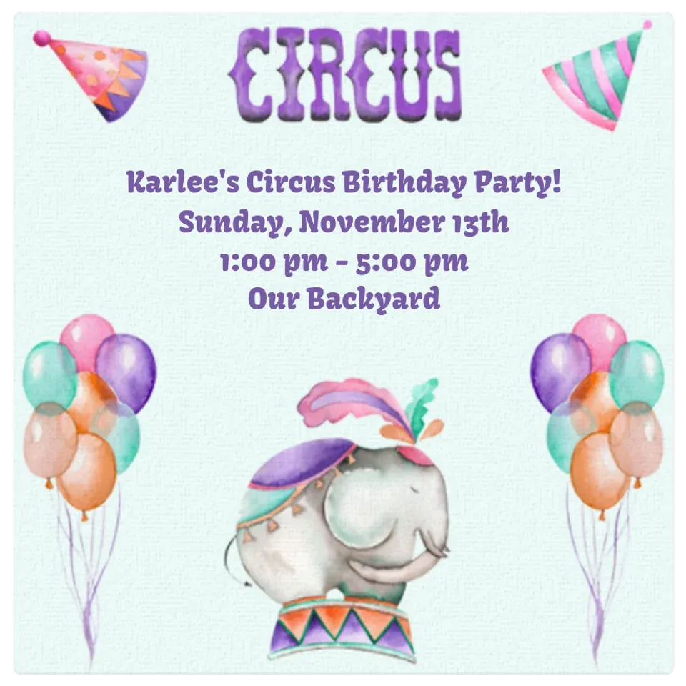 Circus Elephant card