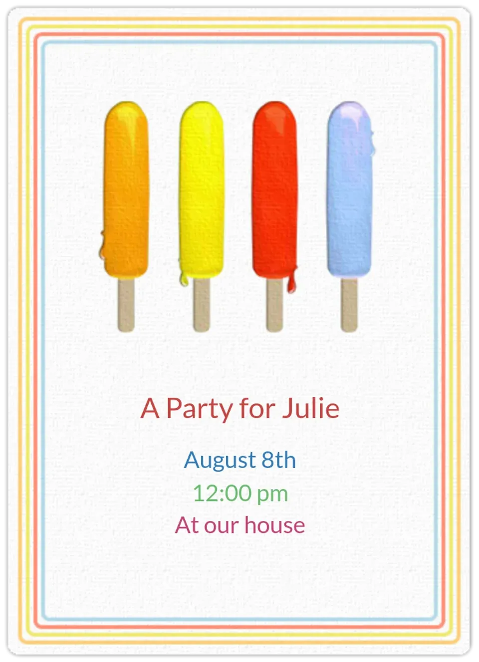 Popsicle Rainbow card