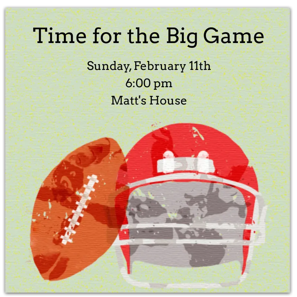 Big Game Sunday card