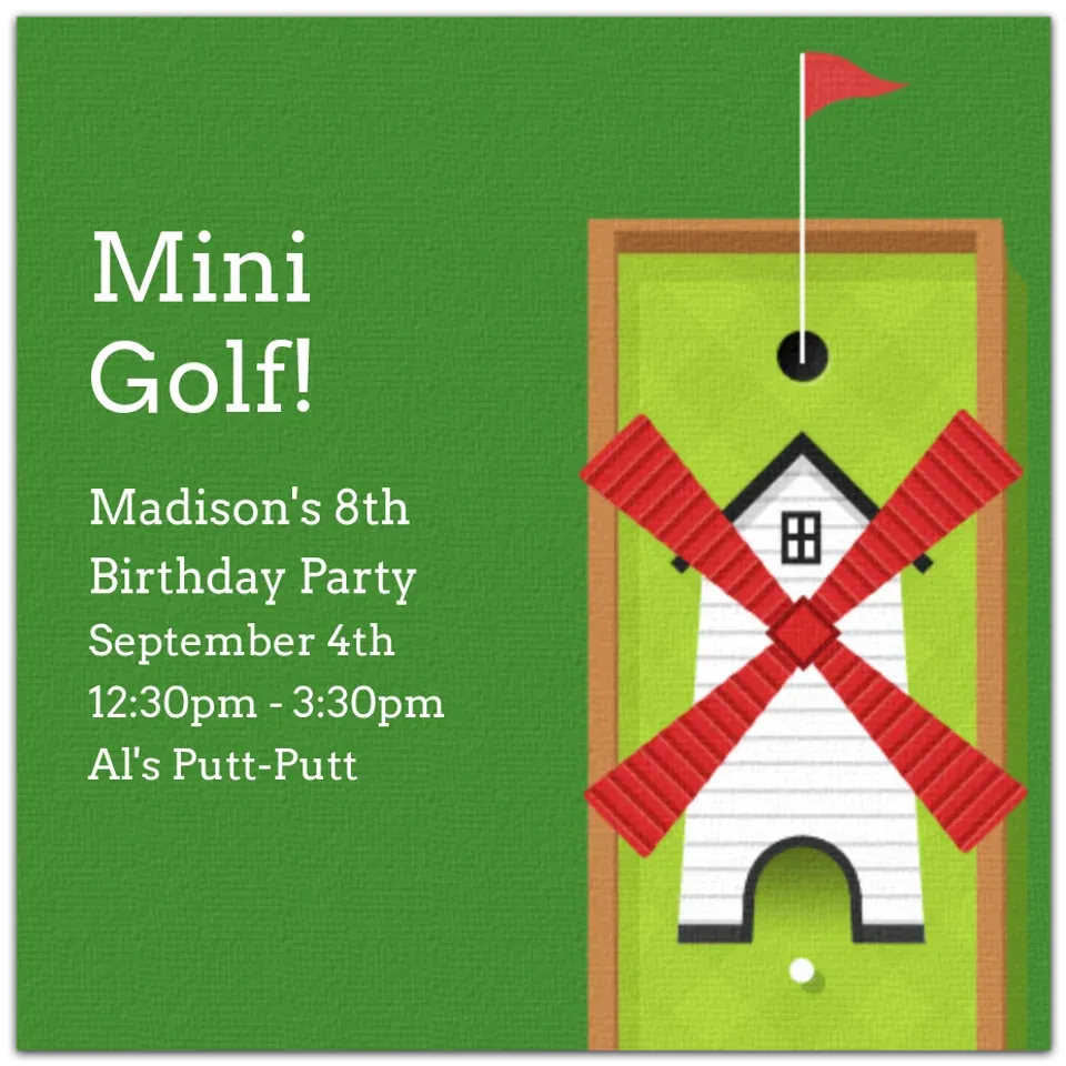 Mini Golf card