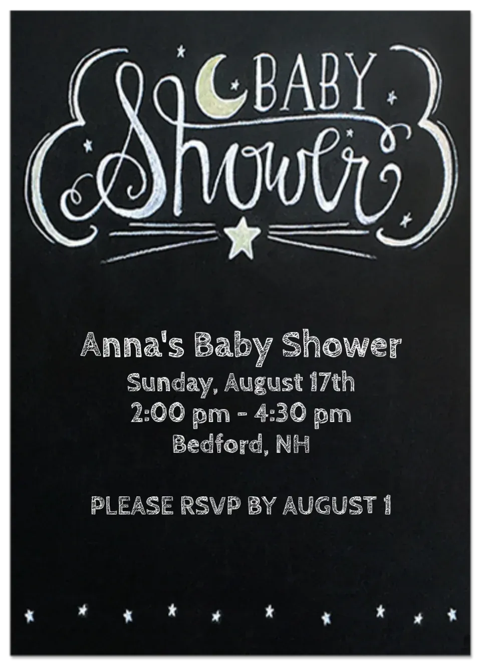 Chalkboard Baby Shower card