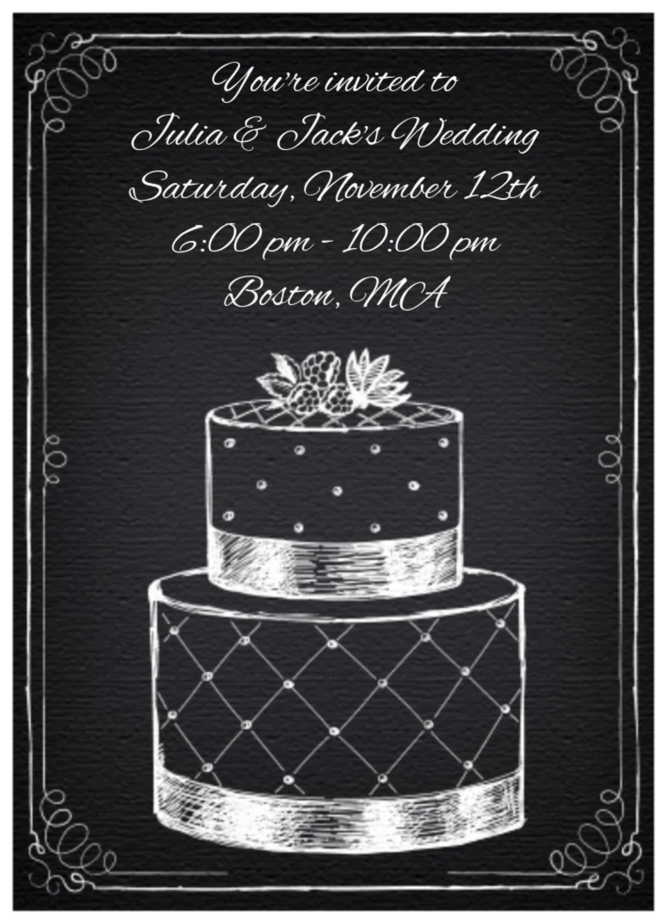 Chalk Wedding Cake card