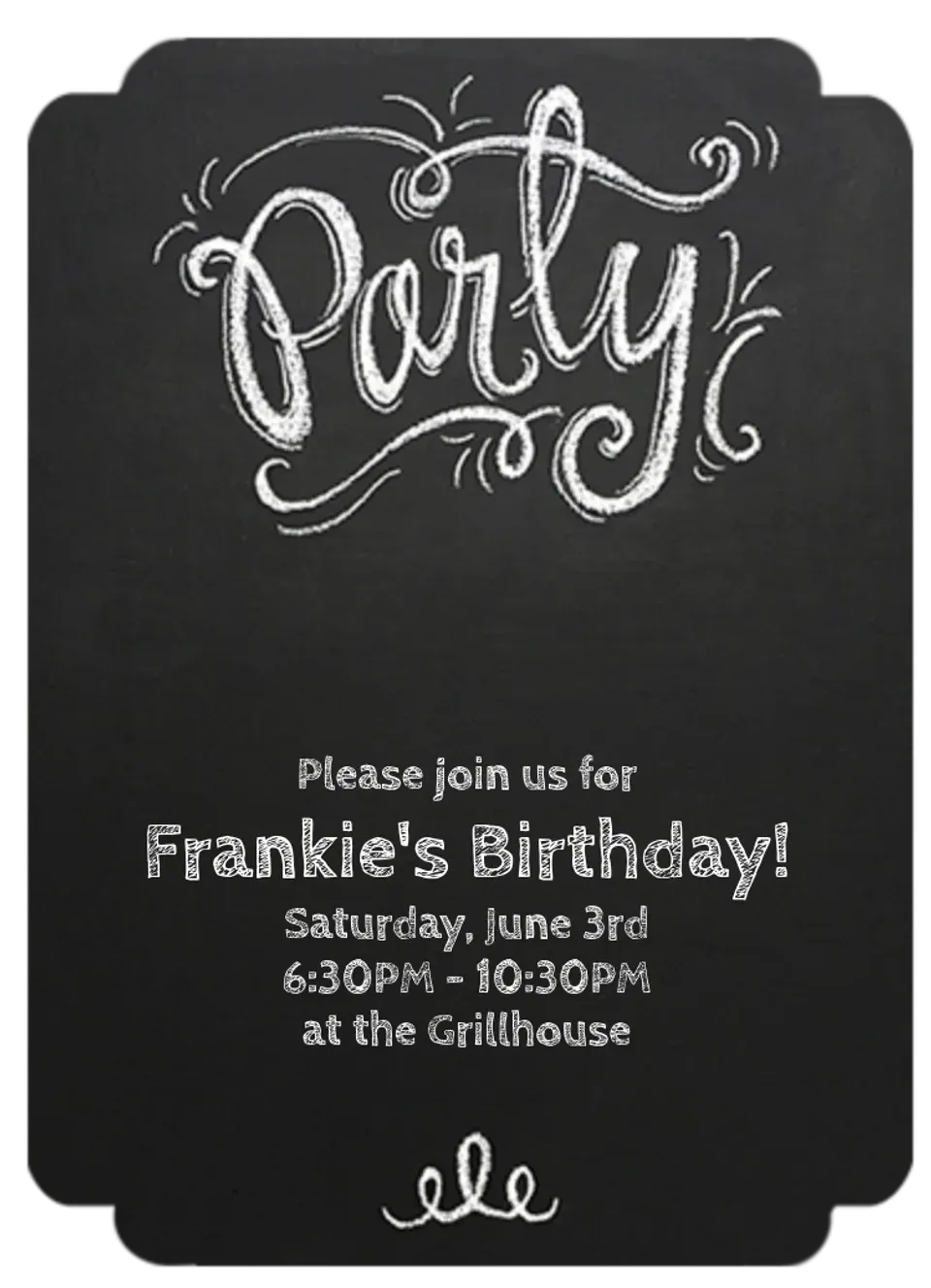 Party Chalkboard Red card