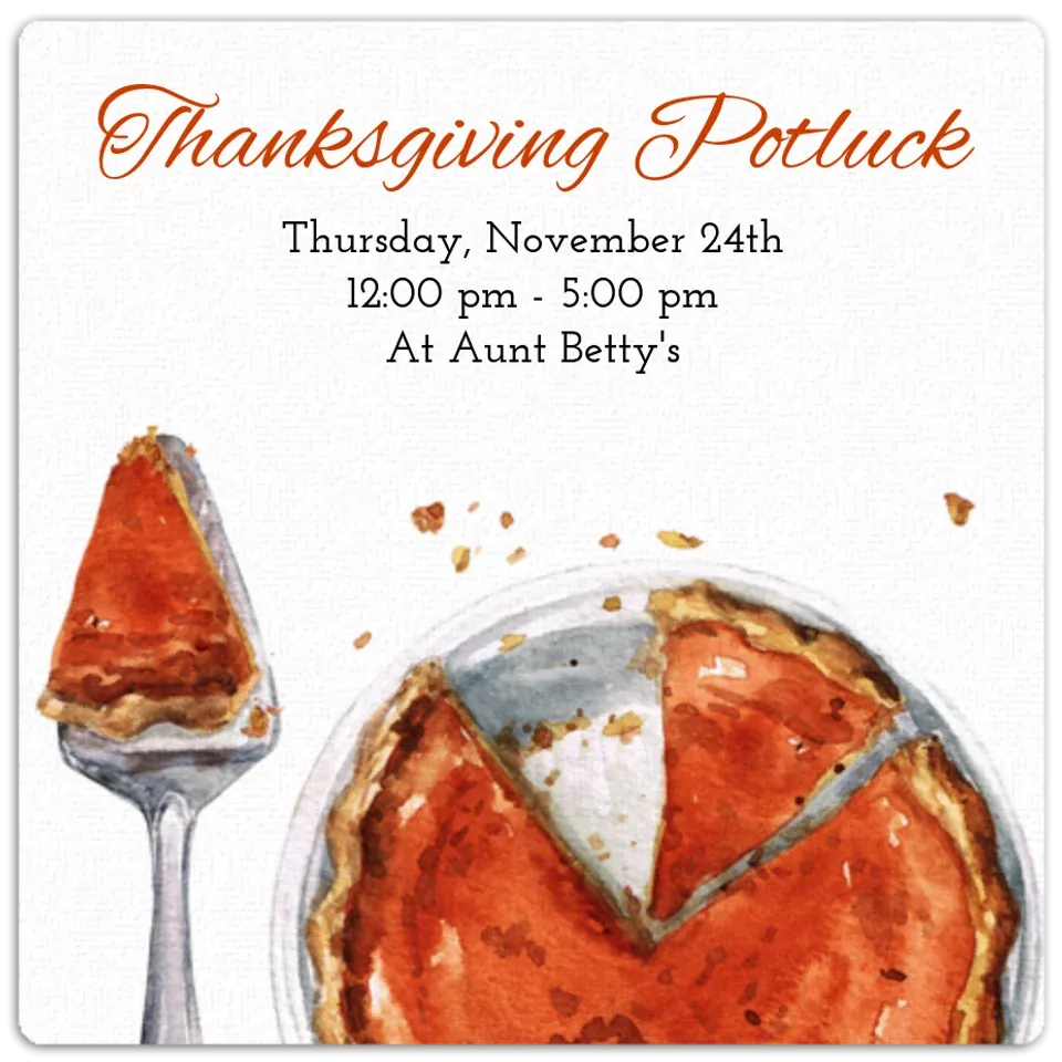 Pumpkin Pie Potluck card