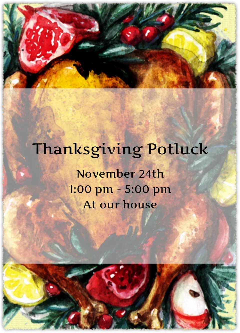 Thanksgiving Potluck Turkey card