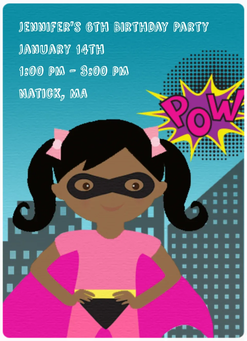 Superhero Birthday Girl card