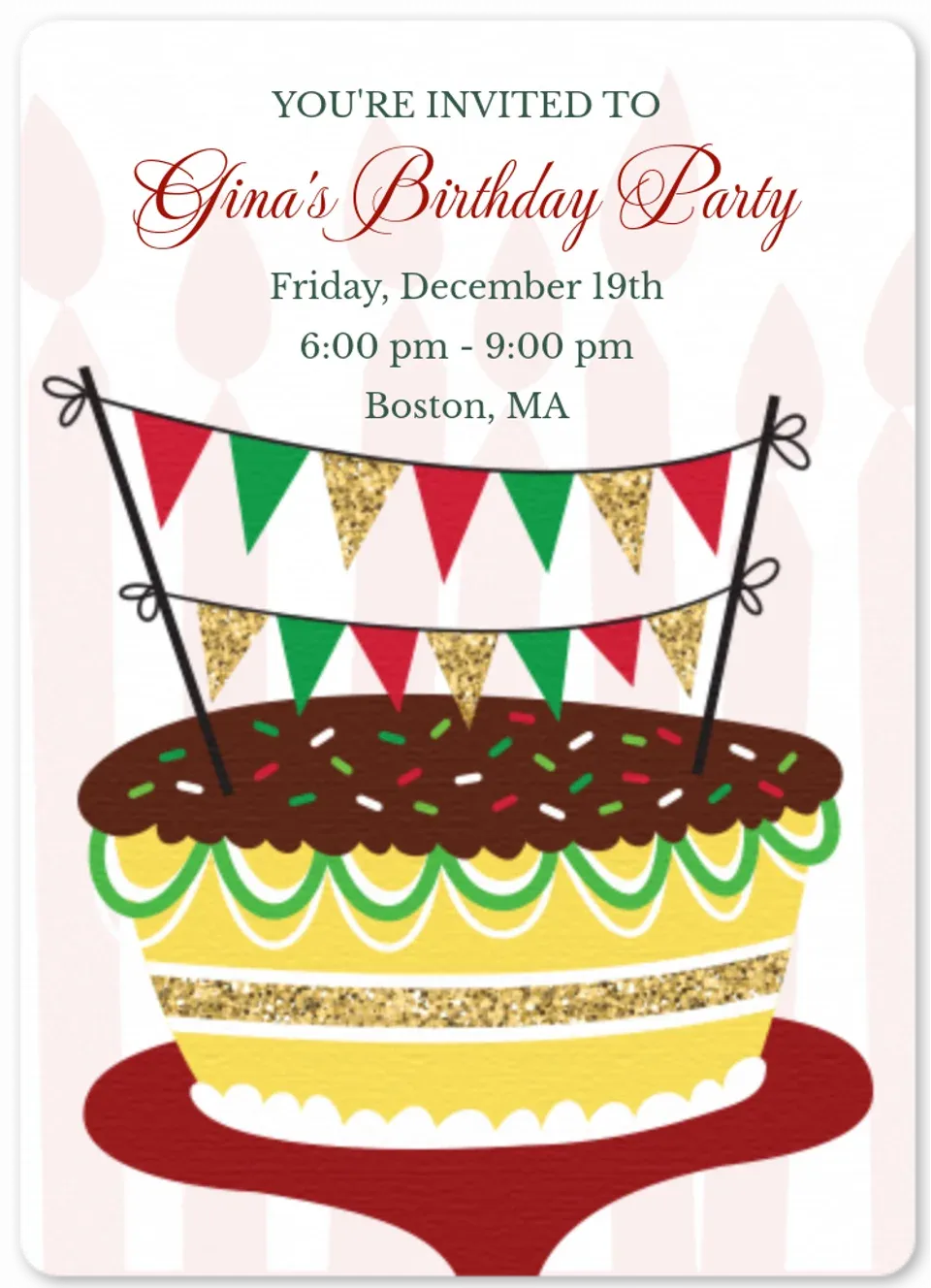 Holiday Birthday Cake card