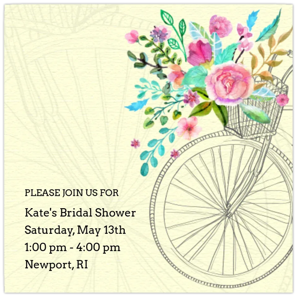 Bridal Shower Bicycle card