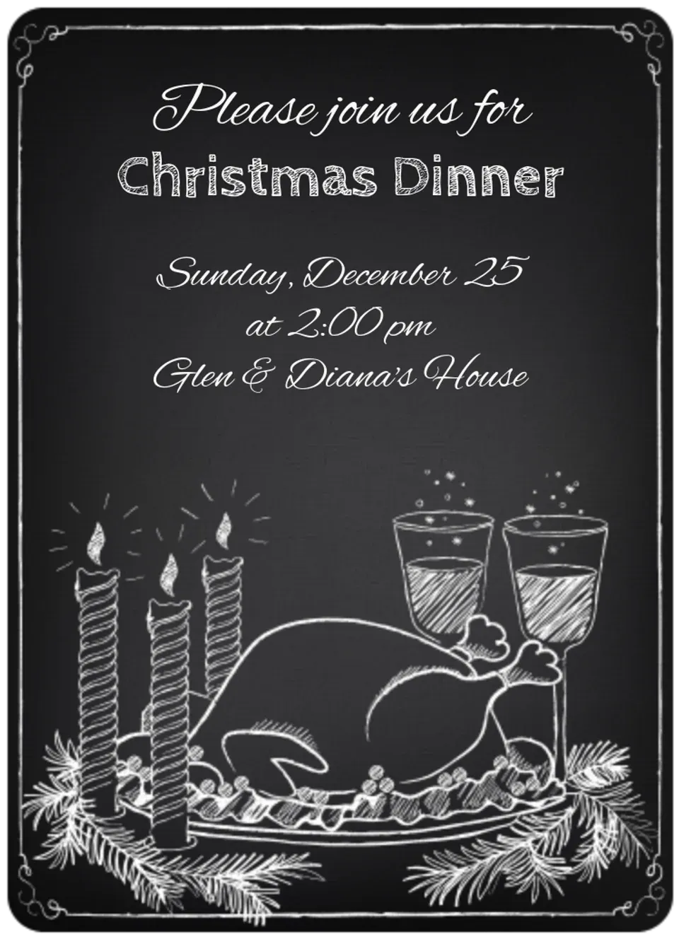Chalkboard Christmas Dinner card