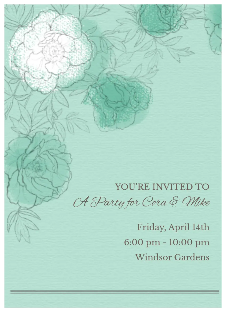 Floral Mint & Gray card