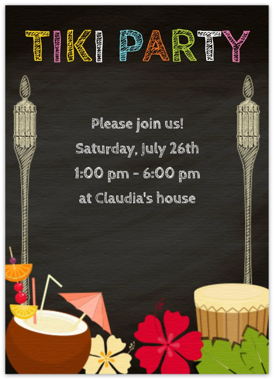 Tiki Chalkboard card