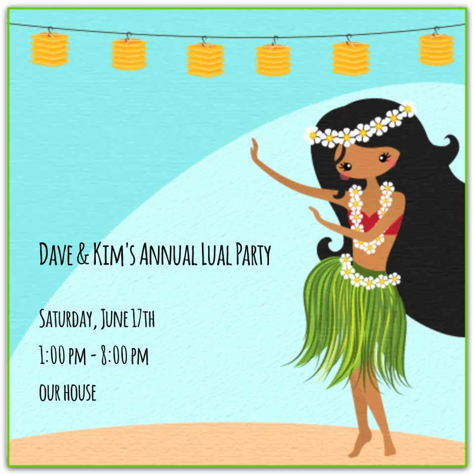 Luau Party card