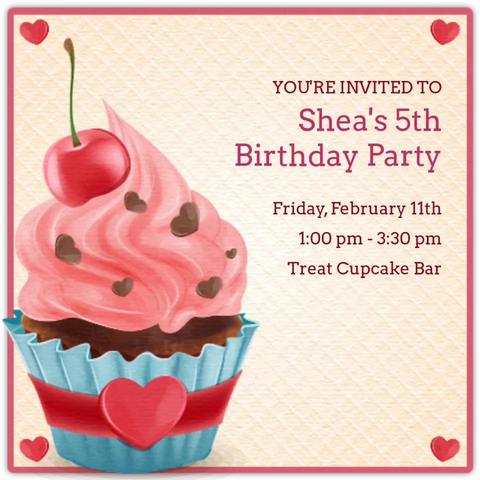 Valentine's Day Birthday Cupcake card