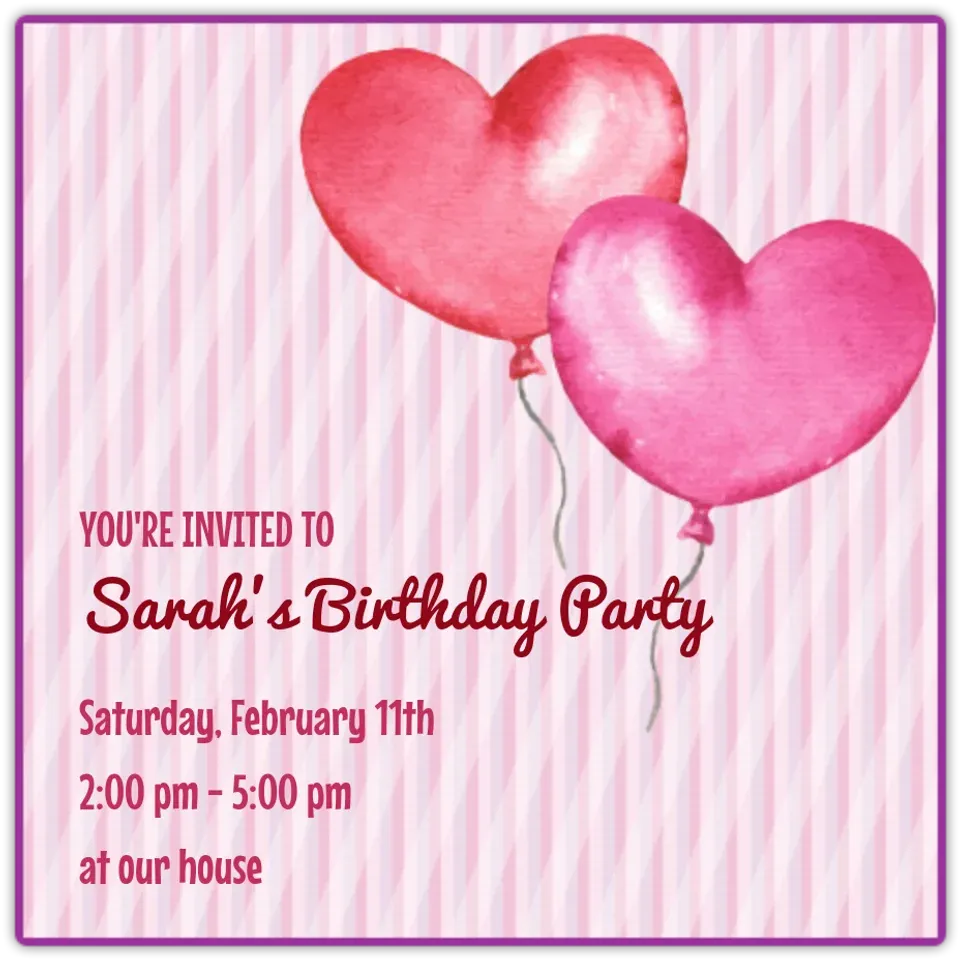 Valentine's Birthday Balloons card