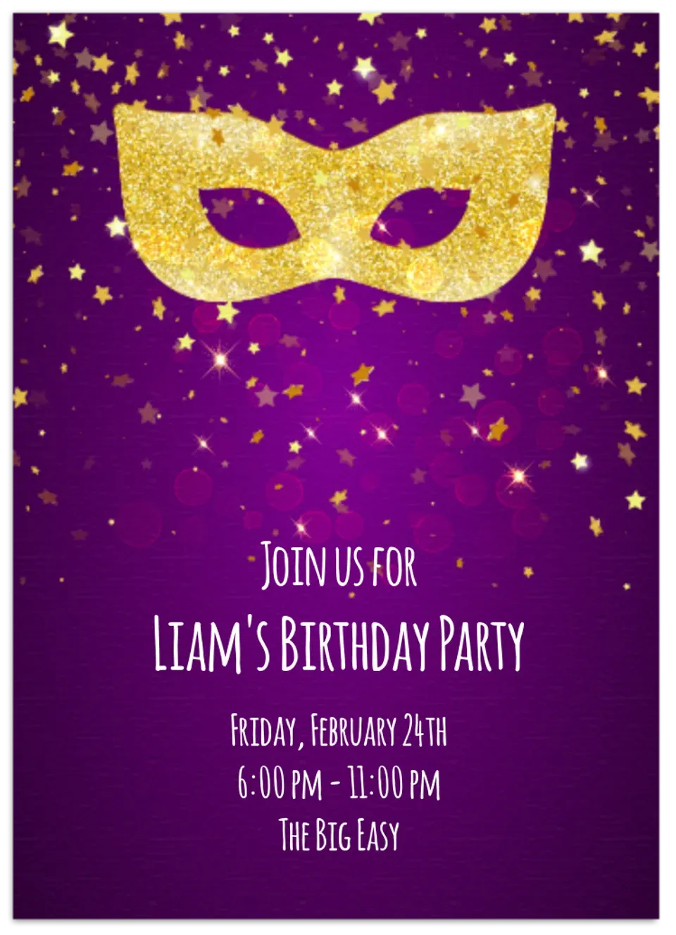 Mardi Gras Birthday Bash card