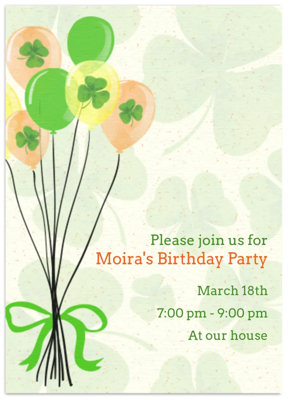 St. Patrick's Day Birthday Balloons card