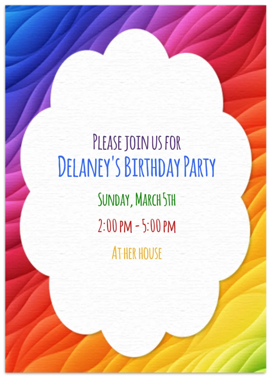 Rainbow Birthday Party card