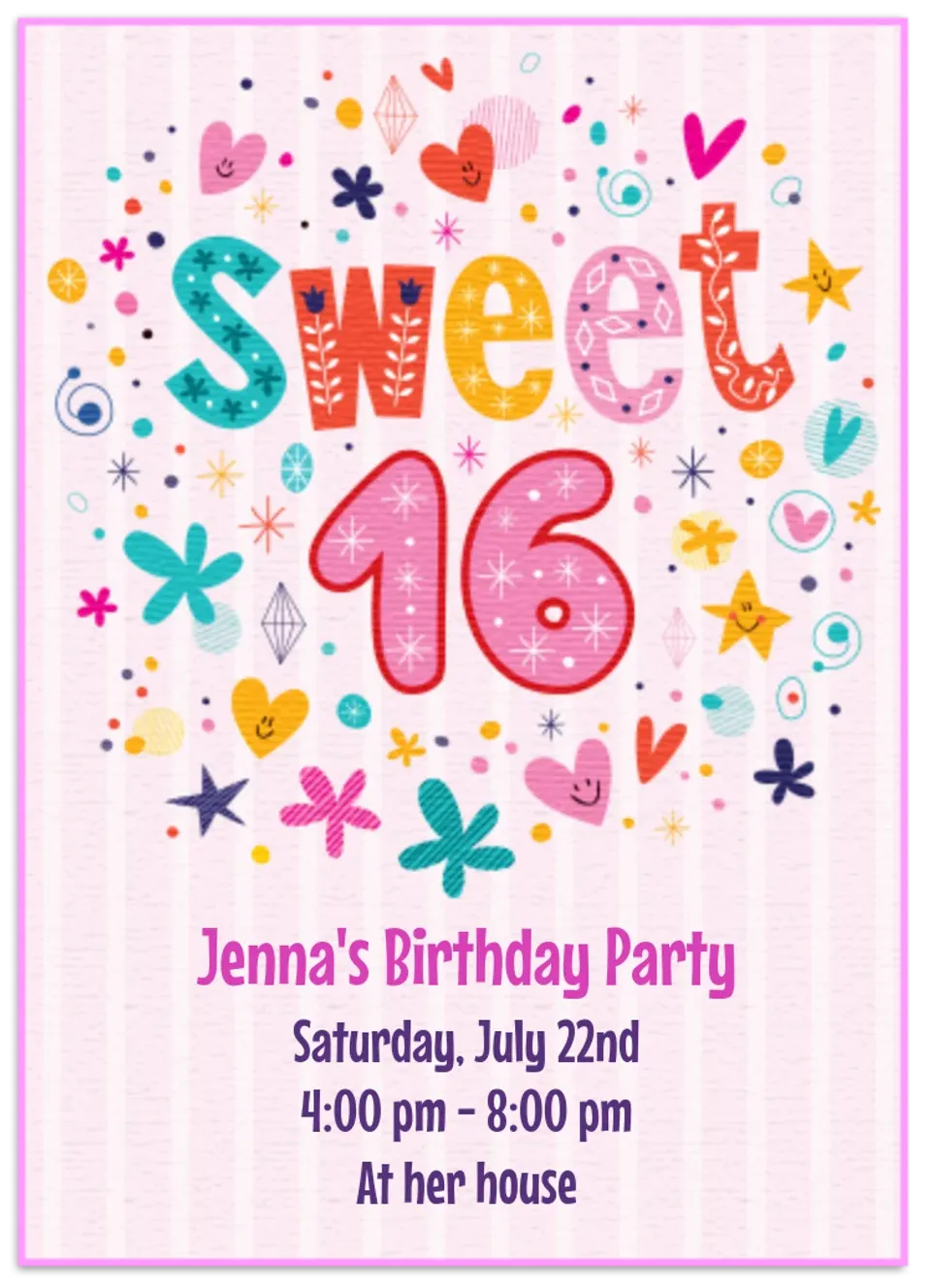 Whimsical Sweet 16 card