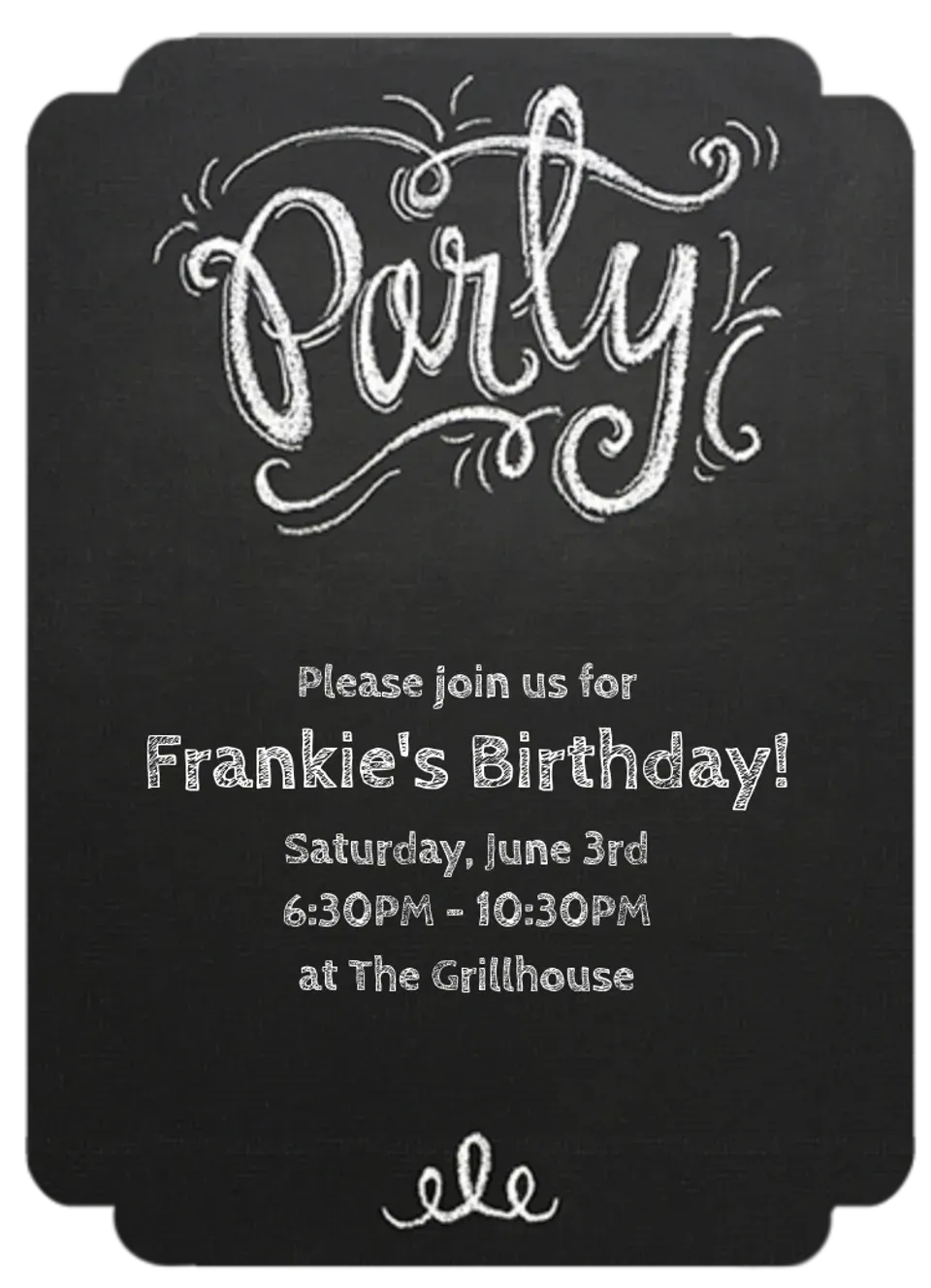 Party Chalkboard Blue card