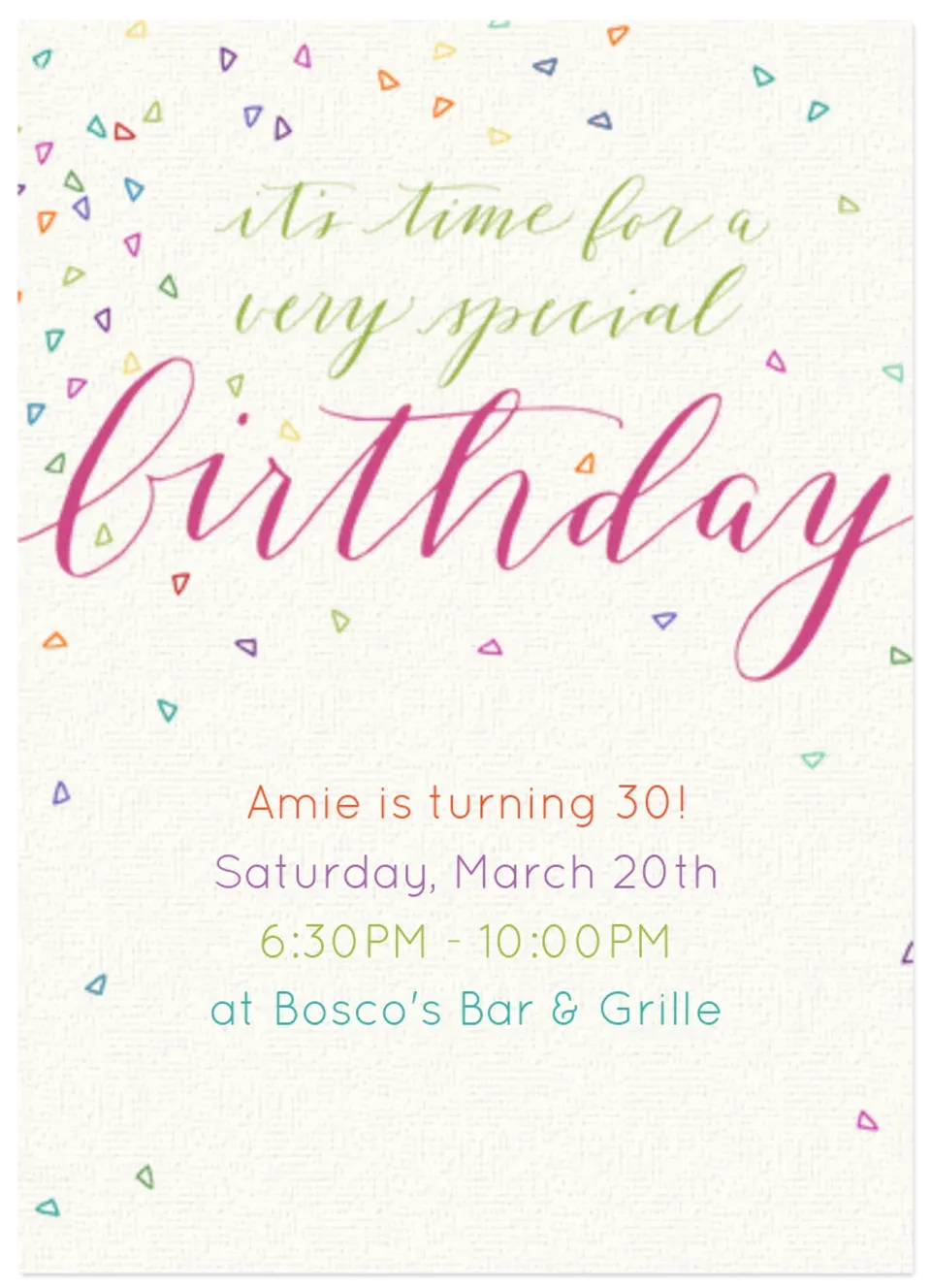 Colorful Confetti Pink card