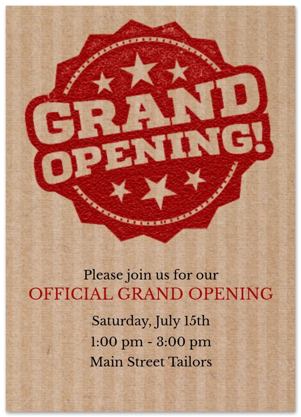 Grand Opening Seal card