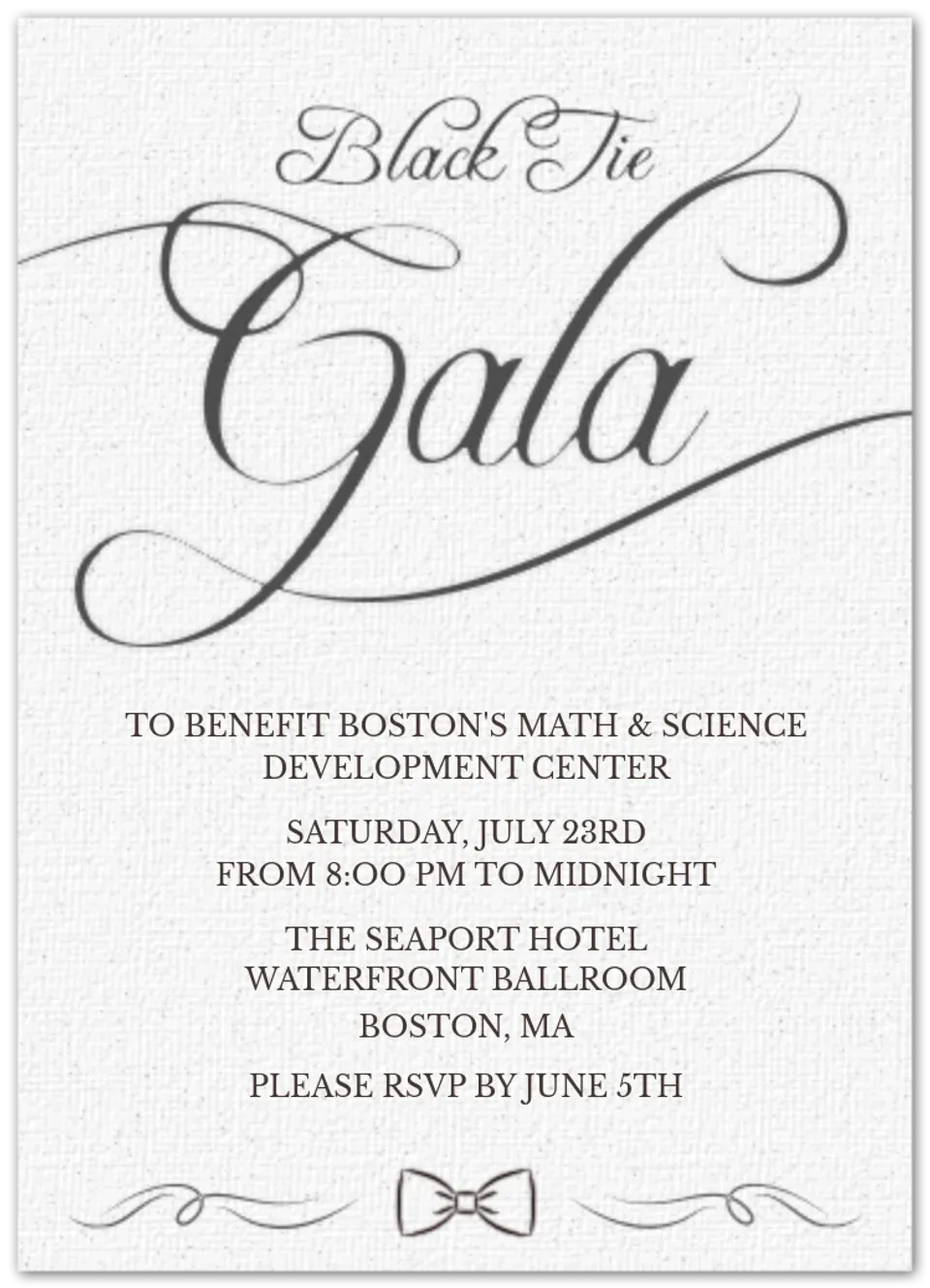Black Tie Gala card