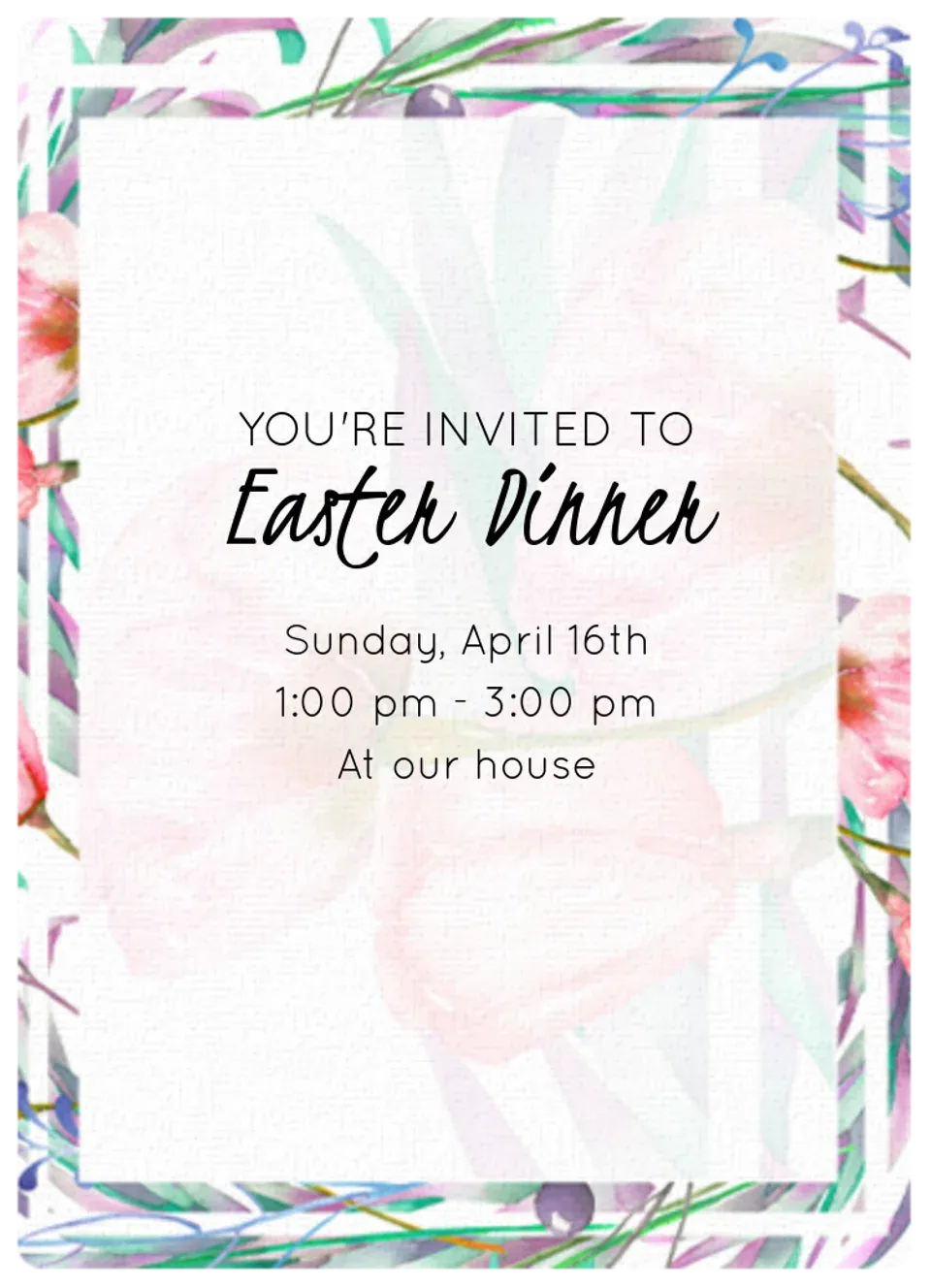 Floral Easter Dinner card