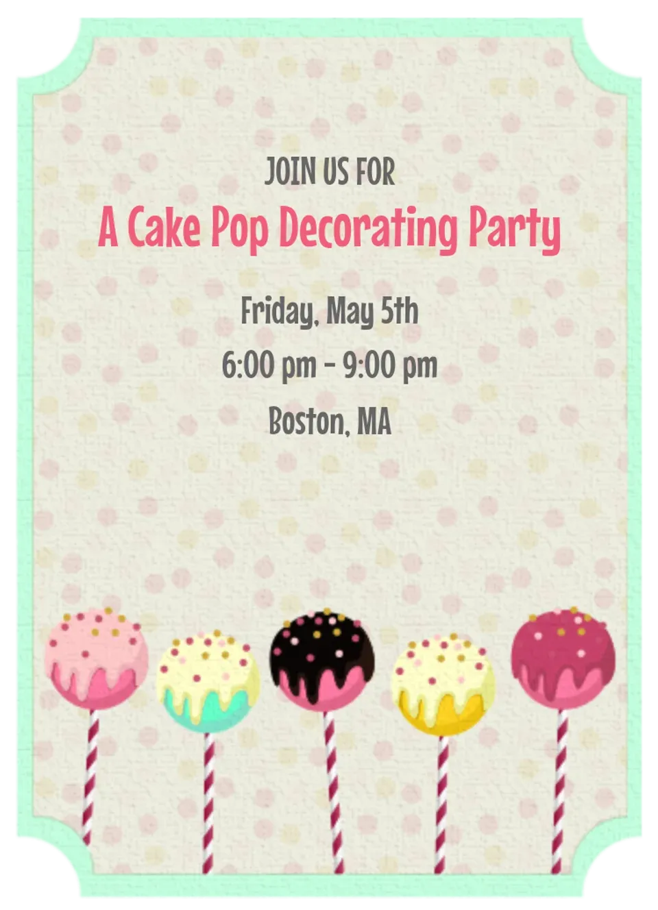 Cake Pop Decorating card